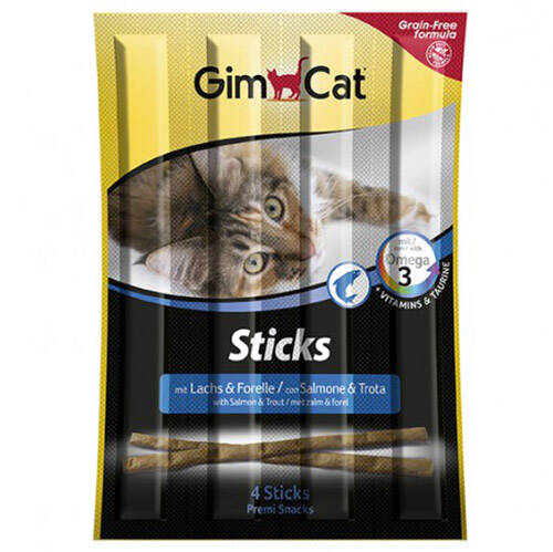 Gimcat Tahılsız Alabalık ve Somonlu Sticks Kedi Ödül Çubukları 4 x 5 G - 1