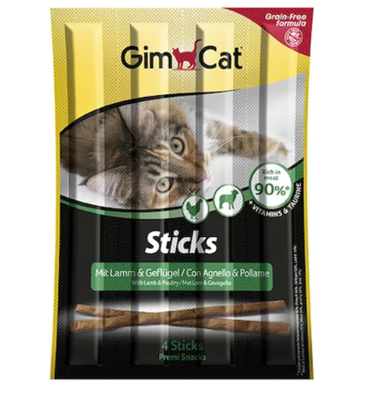 Gimcat Tahılsız Kuzu Etli ve Tavuklu Sticks Kedi Ödül Çubukları 4 x 5 G - 1