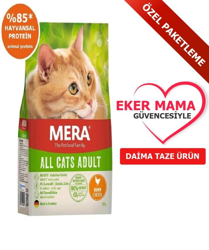 Mera Tahılsız Tüm Yaşam Evreleri Tavuklu Kedi Maması Özel Paketleme 1 Kg - 1