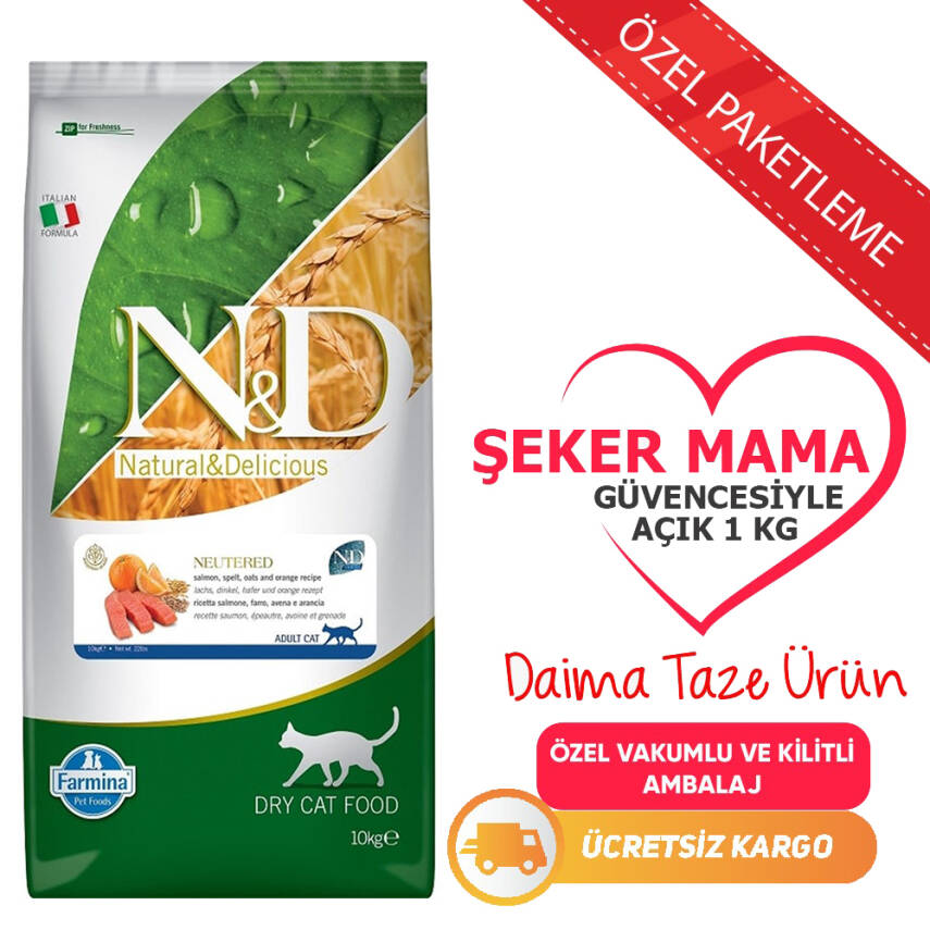 ND Düşük Tahıllı Somonlu ve Portakallı KISIR Kedi Maması Özel Paketleme 1 kg - 2