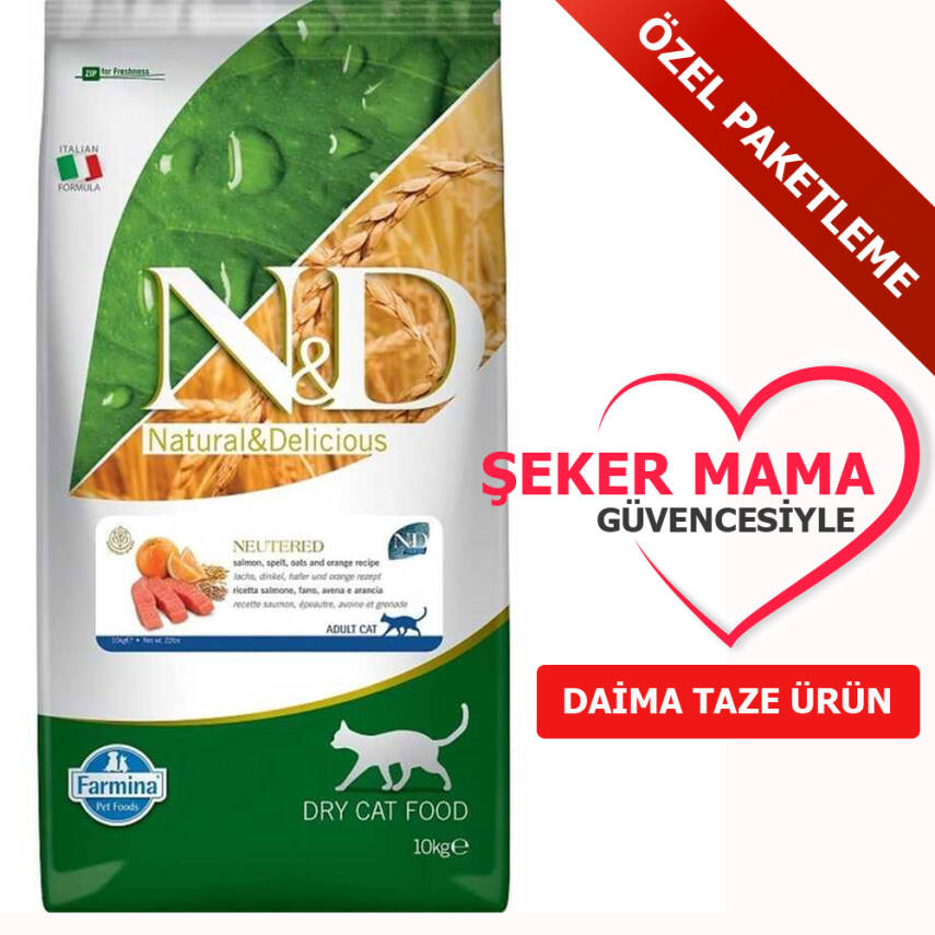 ND Düşük Tahıllı Somonlu ve Portakallı KISIR Kedi Maması Özel Paketleme 1 kg - 1