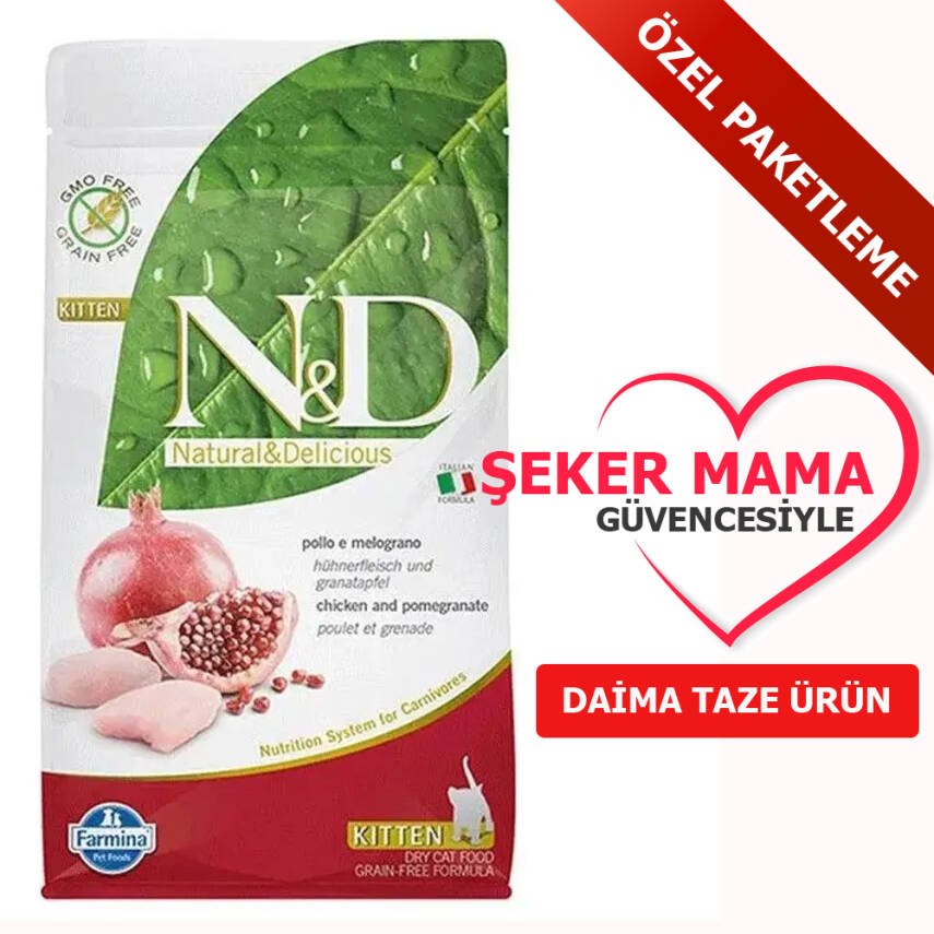 ND Tahılsız Tavuk Nar Yavru Kedi Maması Özel Paketleme 1 kg - 1