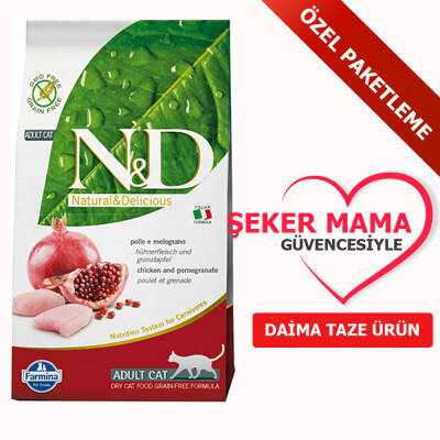 ND Tahılsız Tavuk Narlı Kedi Maması Özel Paketleme 1 kg